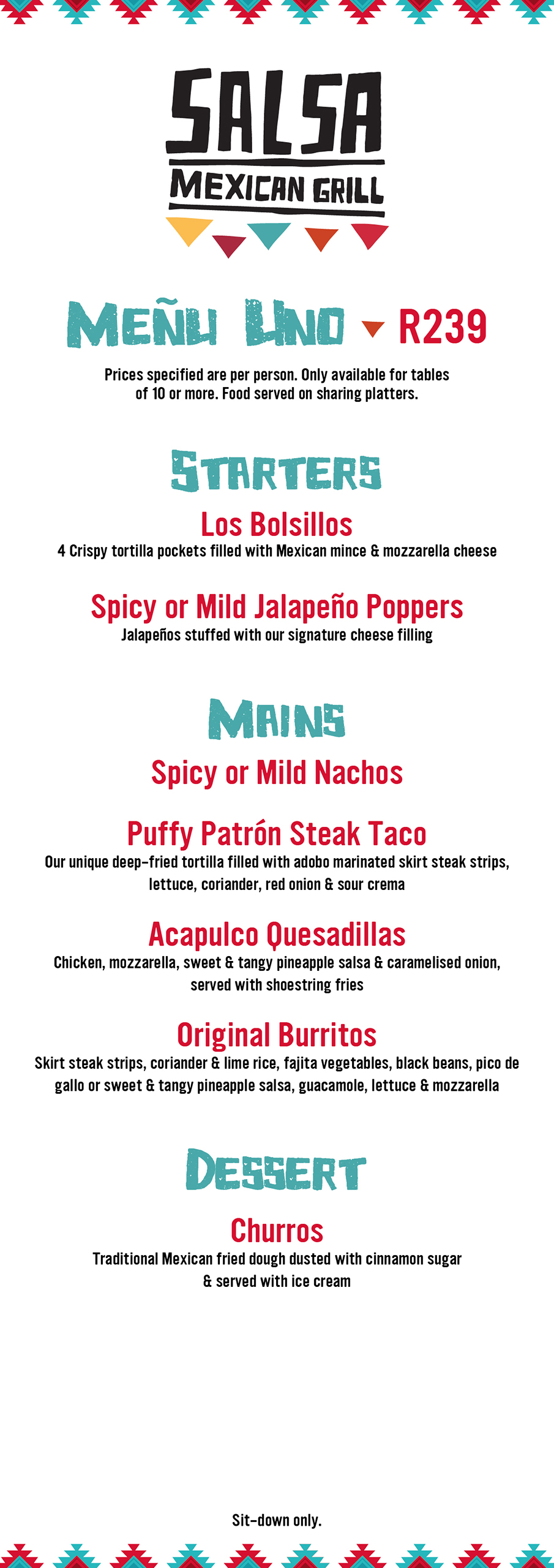 Set Menu - Salsa Mexican Grill